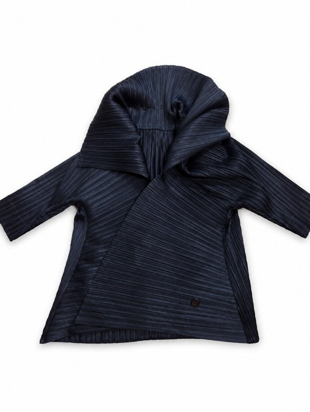Vanite Couture Black Pleated Sculptural Wrap Jacket Top Size L Approx